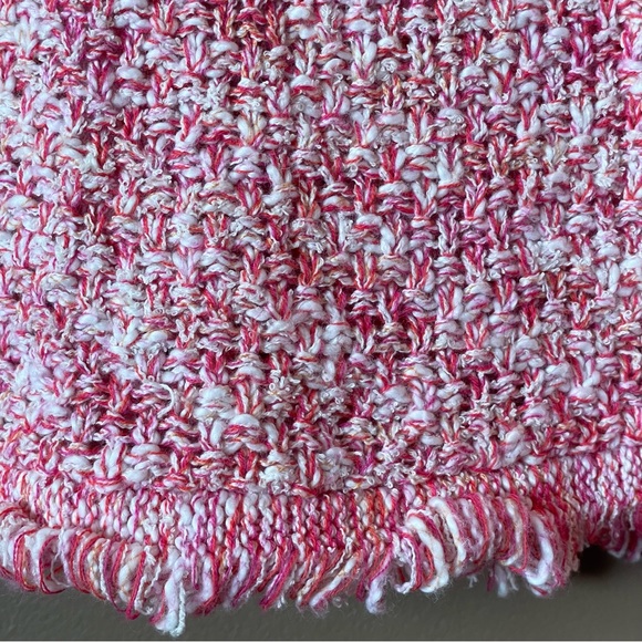 J.Crew Knitted Cardigan Sweater Heather Red White Fringe Pockets Size Small - Picture 10 of 13